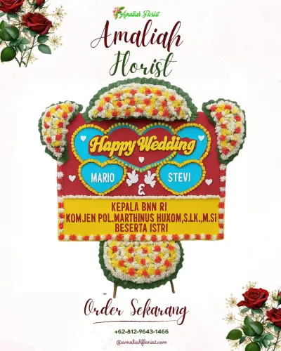 Karangan Papan Bunga Pernikahan di Pamuruyan